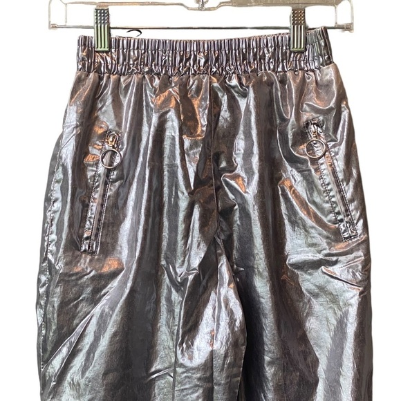 Forever 21 Silver Metallic Y2K Pants XS Joggers Futuristic Astronaut Parachute - Picture 2 of 9